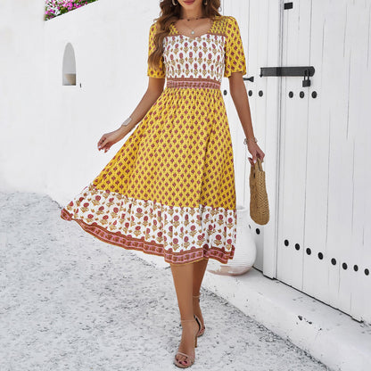 Vestido midi de verano estampado estilo bohemio de Isabella Sol