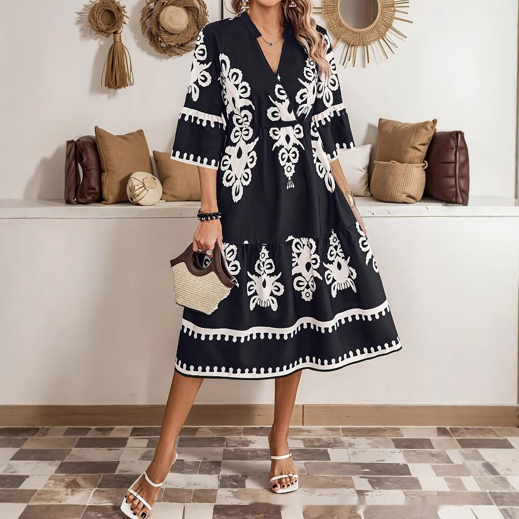 Vestido bohemio con escote en V de Isabella Sol