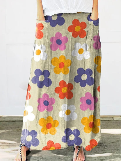Falda retro floral con bolsillos de Isabella Sol para uso diario.