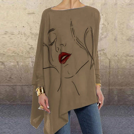 Camiseta de mujer Isabella Sol de corte holgado y estilo artístico