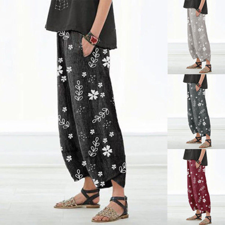 Floral Cotton Wide-Leg Pants by Isabella Sol