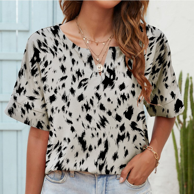 Top estampado con cuello en V para uso diario de Isabella Sol