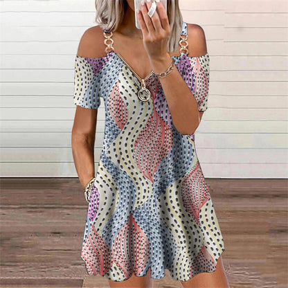 Elegante vestido estampado de manga corta de Isabella Sol
