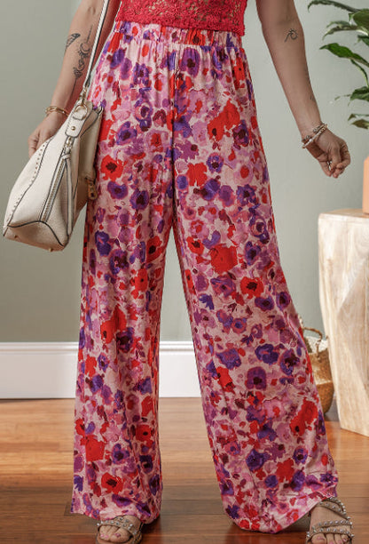 Pantalones de talle alto con estampado floral vibrante de Isabella Sol.