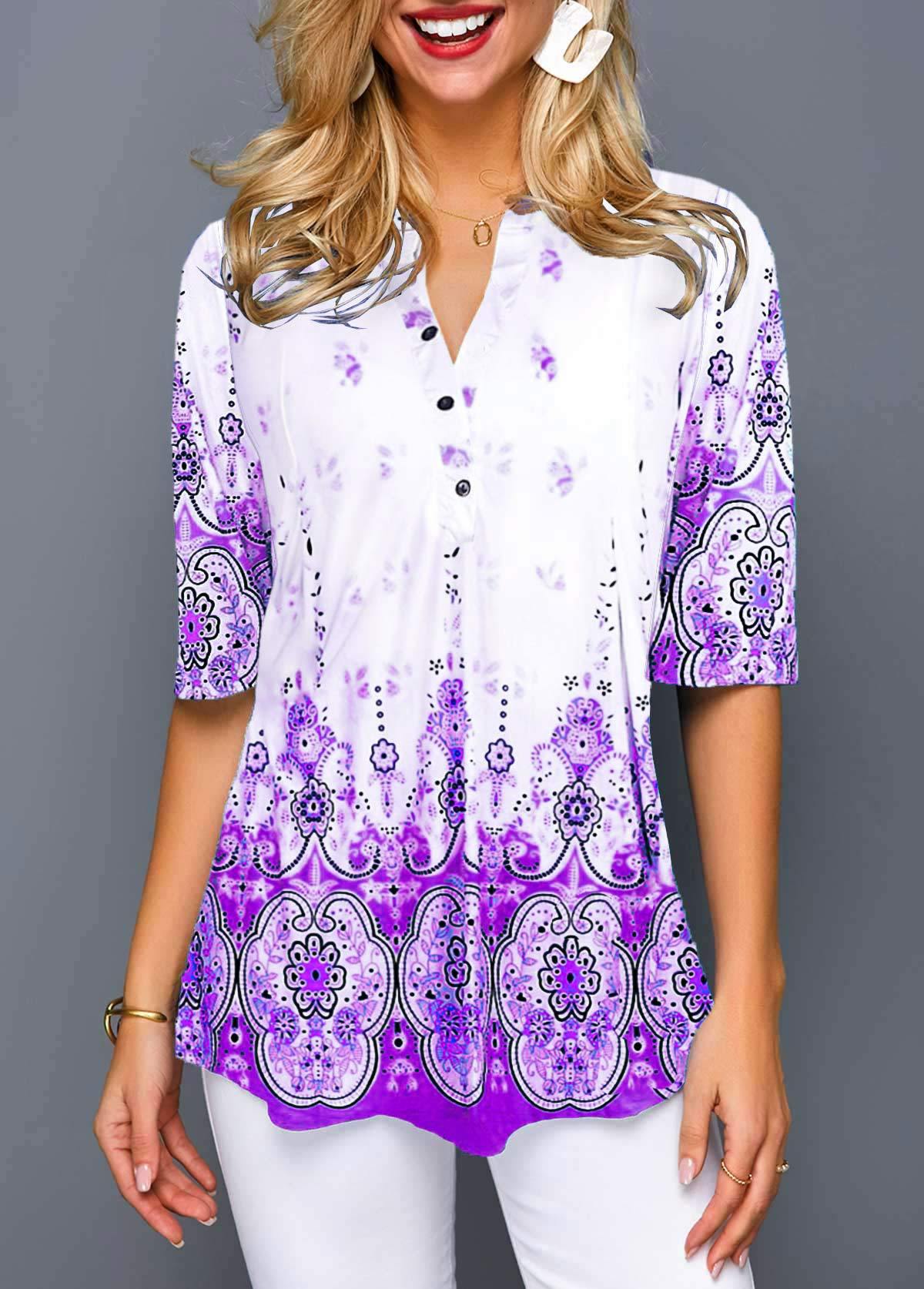 Camisa cómoda de uso diario con estampado bohemio de Isabella Sol