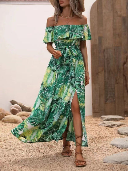 Elegante vestido largo floral con volantes de Isabella Sol
