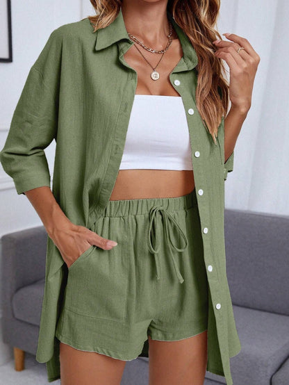 Conjunto de camisa de algodón elegante, estilo casual de Isabella Sol.