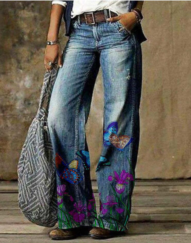 Pantalones anchos con estampado floral artístico de Isabella Sol.