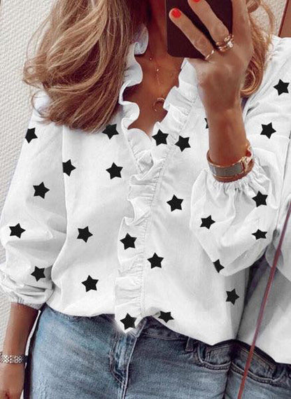 Blusa elegante de manga larga con volantes de Isabella Sol