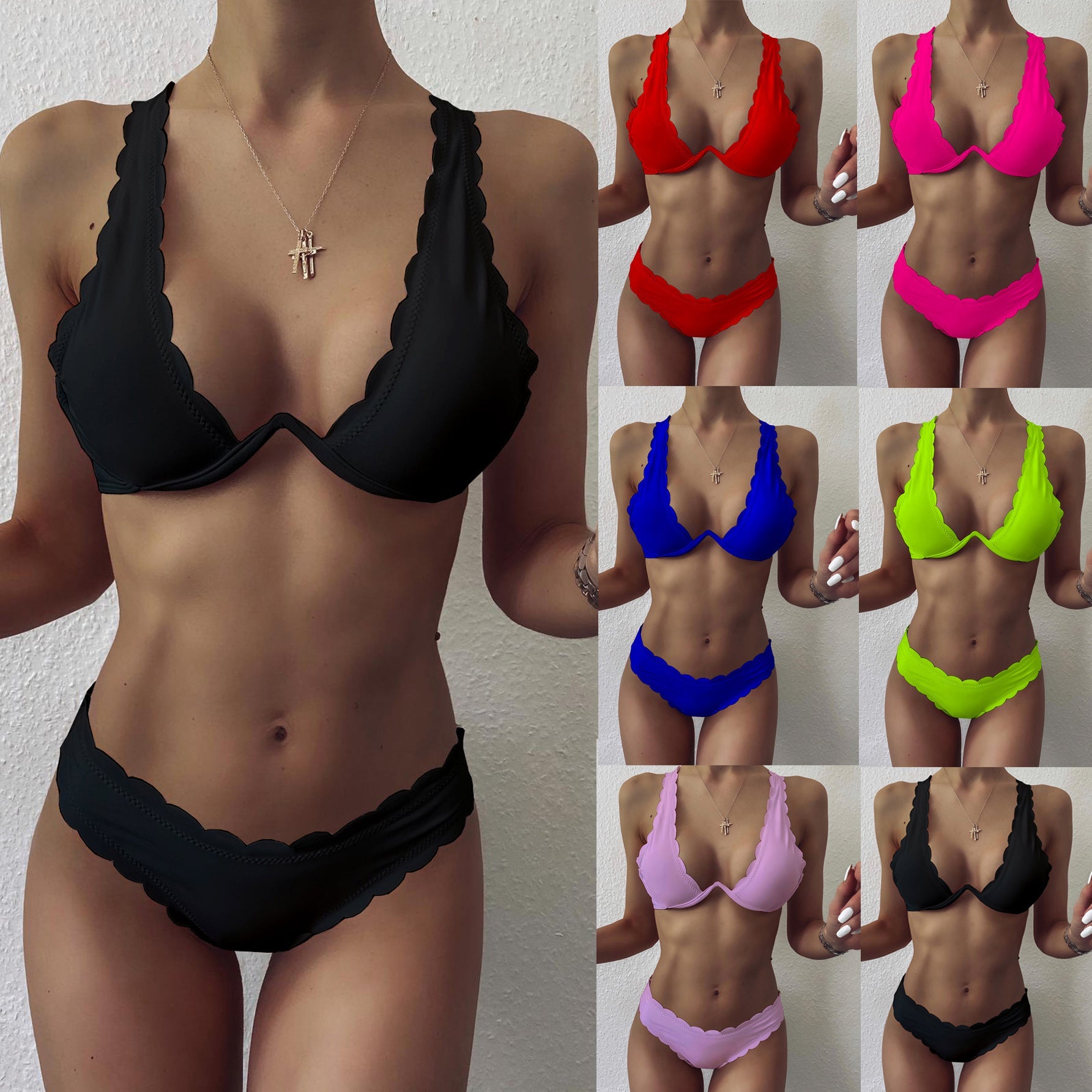 Scalloped Edge Isabella Sol Underwire Bikini Set