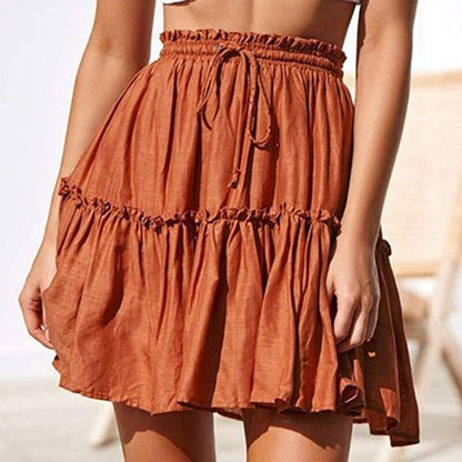 Ruffled Drawstring Mini Skirt by Isabella Sol