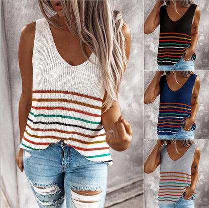 Multicolor Striped Knit Vest by Isabella Sol