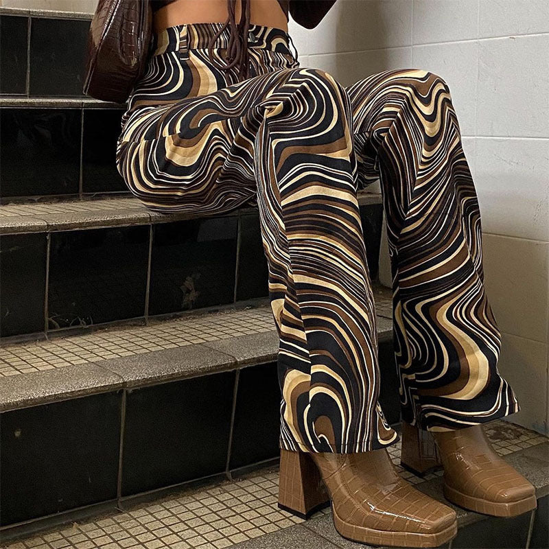 Pantalones rectos de talle alto estilo retro wave de Isabella Sol