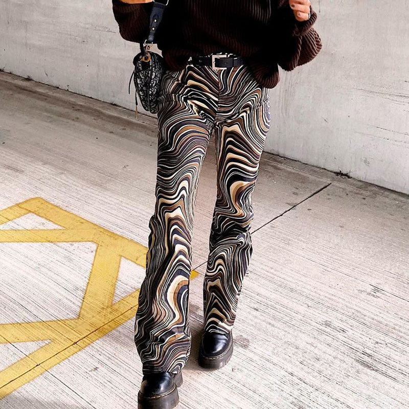 Pantalones rectos de talle alto estilo retro wave de Isabella Sol