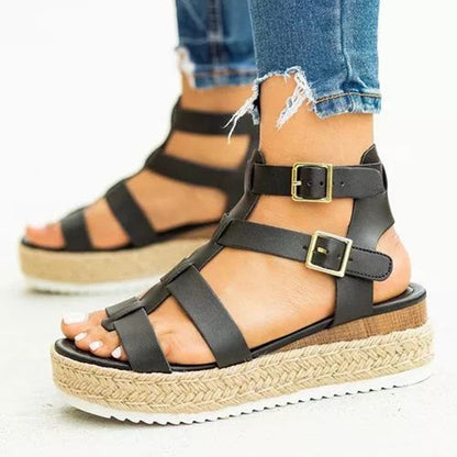 Elegantes sandalias de plataforma con tiras cruzadas Isabella Sol