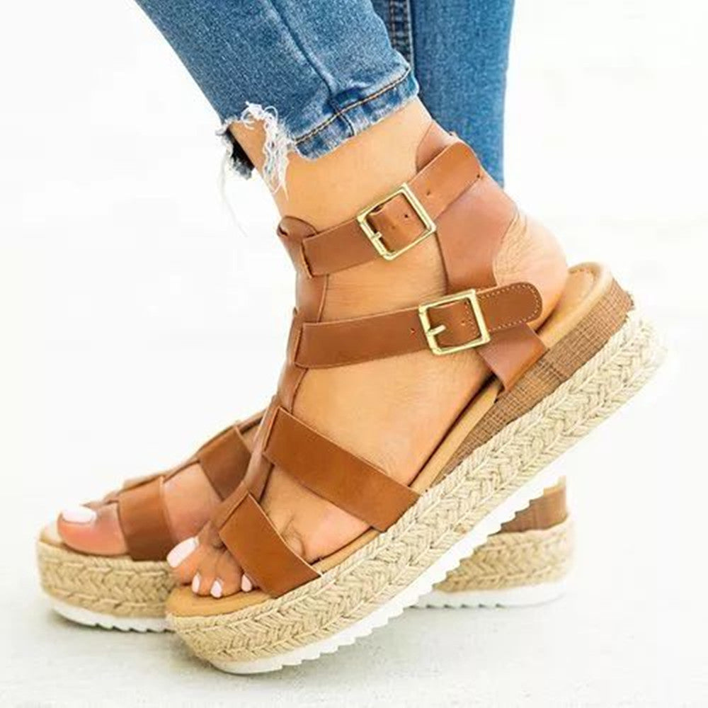 Elegantes sandalias de plataforma con tiras cruzadas Isabella Sol