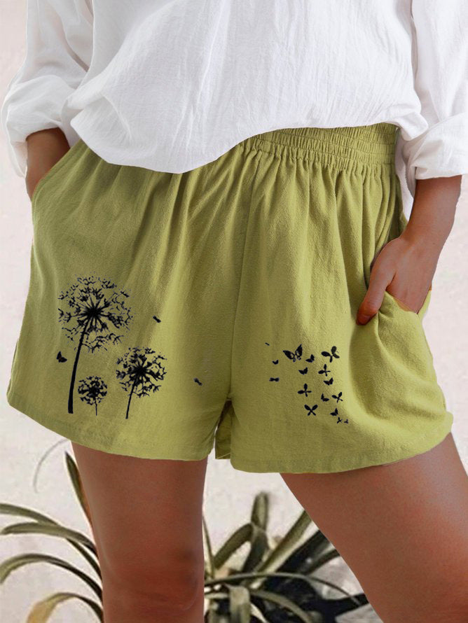 Pantalones cortos de talle alto con estampado de diente de león de Isabella Sol