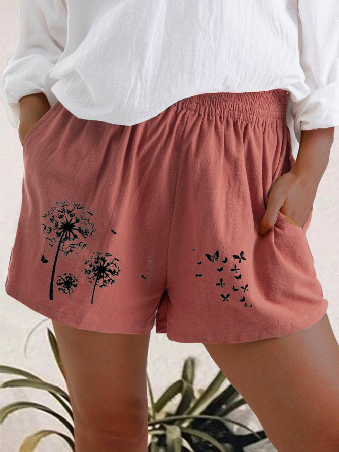 Pantalones cortos de talle alto con estampado de diente de león de Isabella Sol