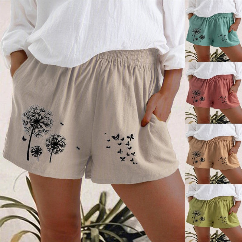 Dandelion Print High Waist Shorts Isabella Sol