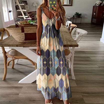 Geometric Print Isabella Sol Summer Maxi Dress