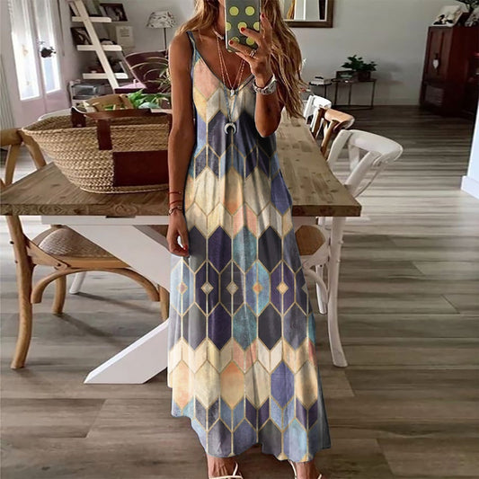 Geometric Print Isabella Sol Summer Maxi Dress