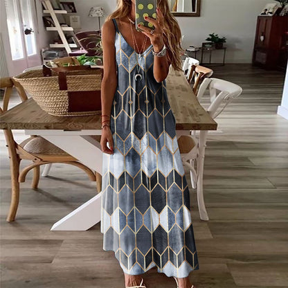 Vestido largo de verano con estampado geométrico de Isabella Sol