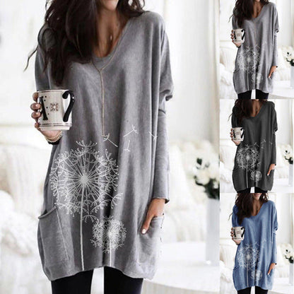 Blusa de manga larga estampada con diente de león de Isabella Sol