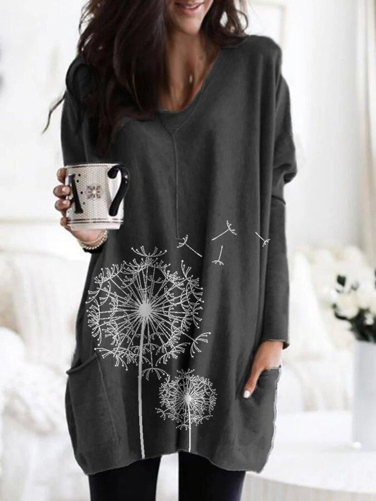 Blusa de manga larga estampada con diente de león de Isabella Sol