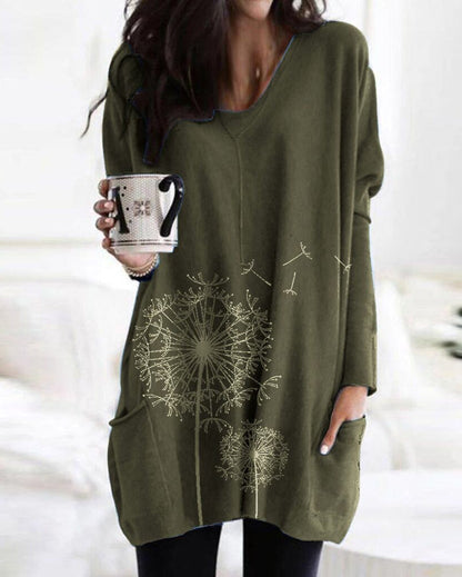 Blusa de manga larga estampada con diente de león de Isabella Sol