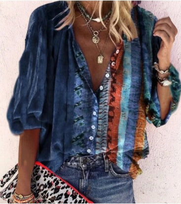 Blusa elegante estampada de manga larga de Isabella Sol