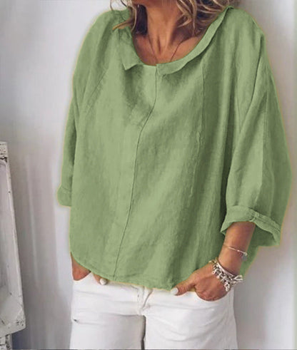 Blusa elegante de lino con solapas de Isabella Sol
