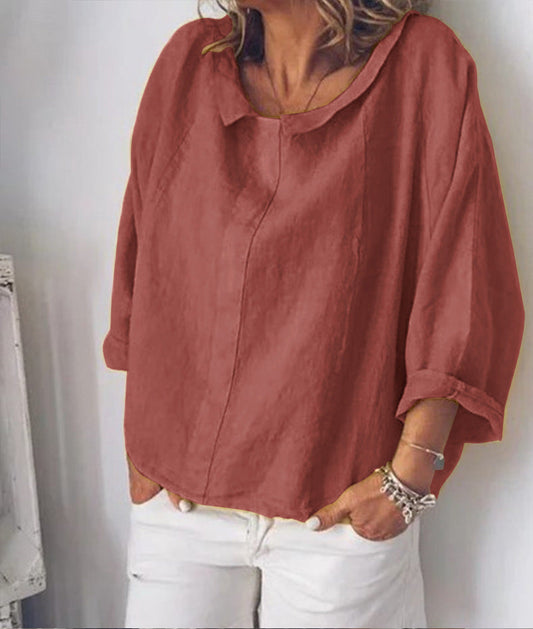 Blusa elegante de lino con solapas de Isabella Sol