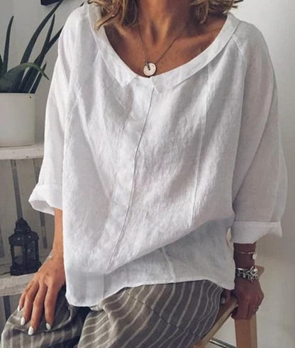 Blusa elegante de lino con solapas de Isabella Sol