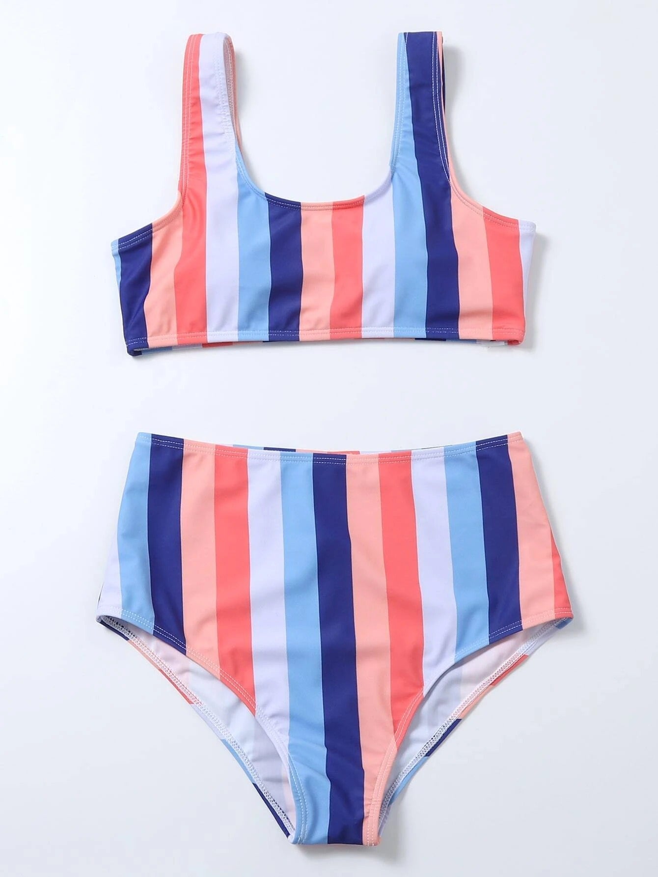 Bikini de talle alto con rayas vibrantes de Isabella Sol