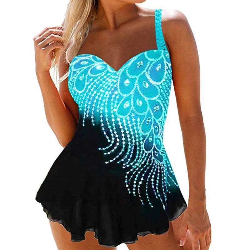 Traje de baño bikini glamuroso con estampado de plumas de Isabella Sol