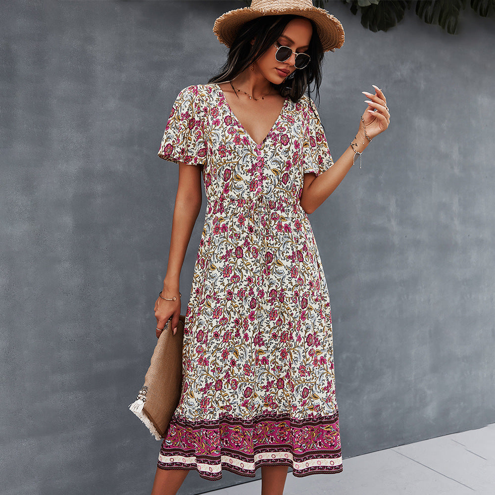 Vestido floral bohemio vibrante de Isabella Sol