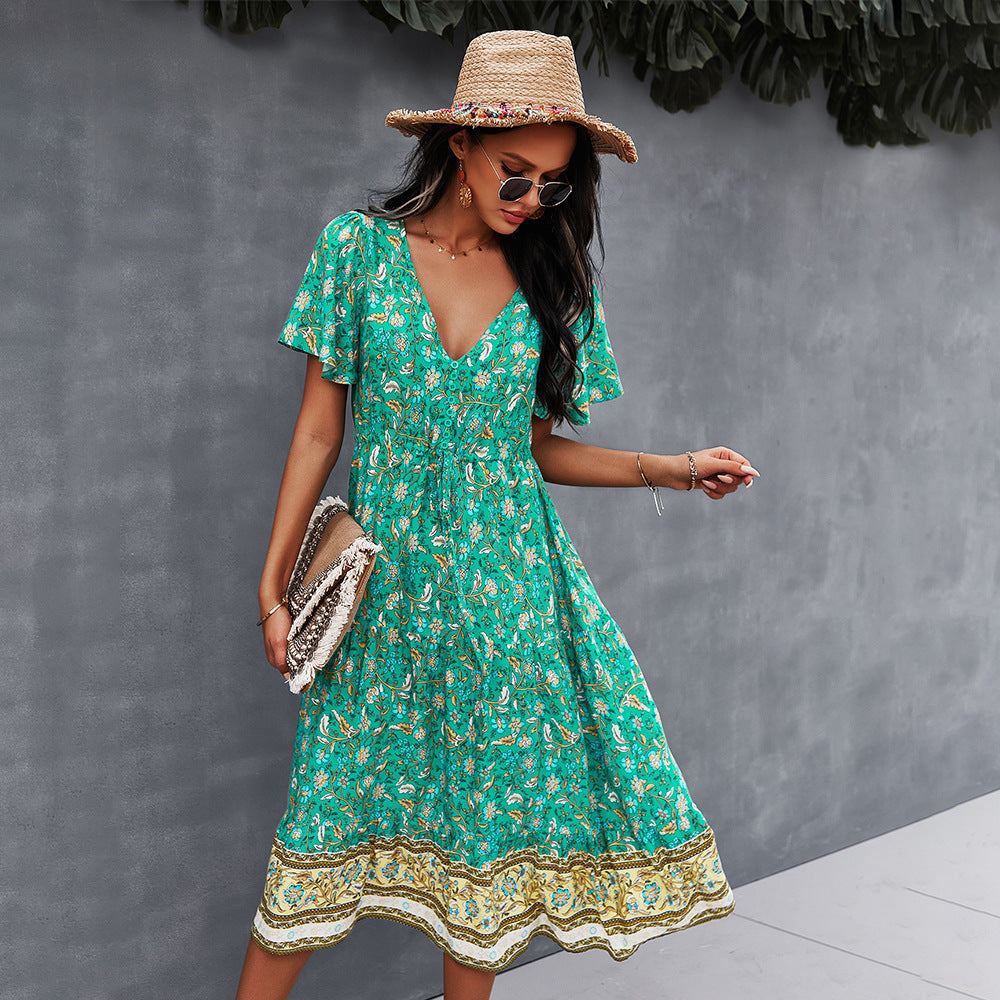Vestido floral bohemio vibrante de Isabella Sol