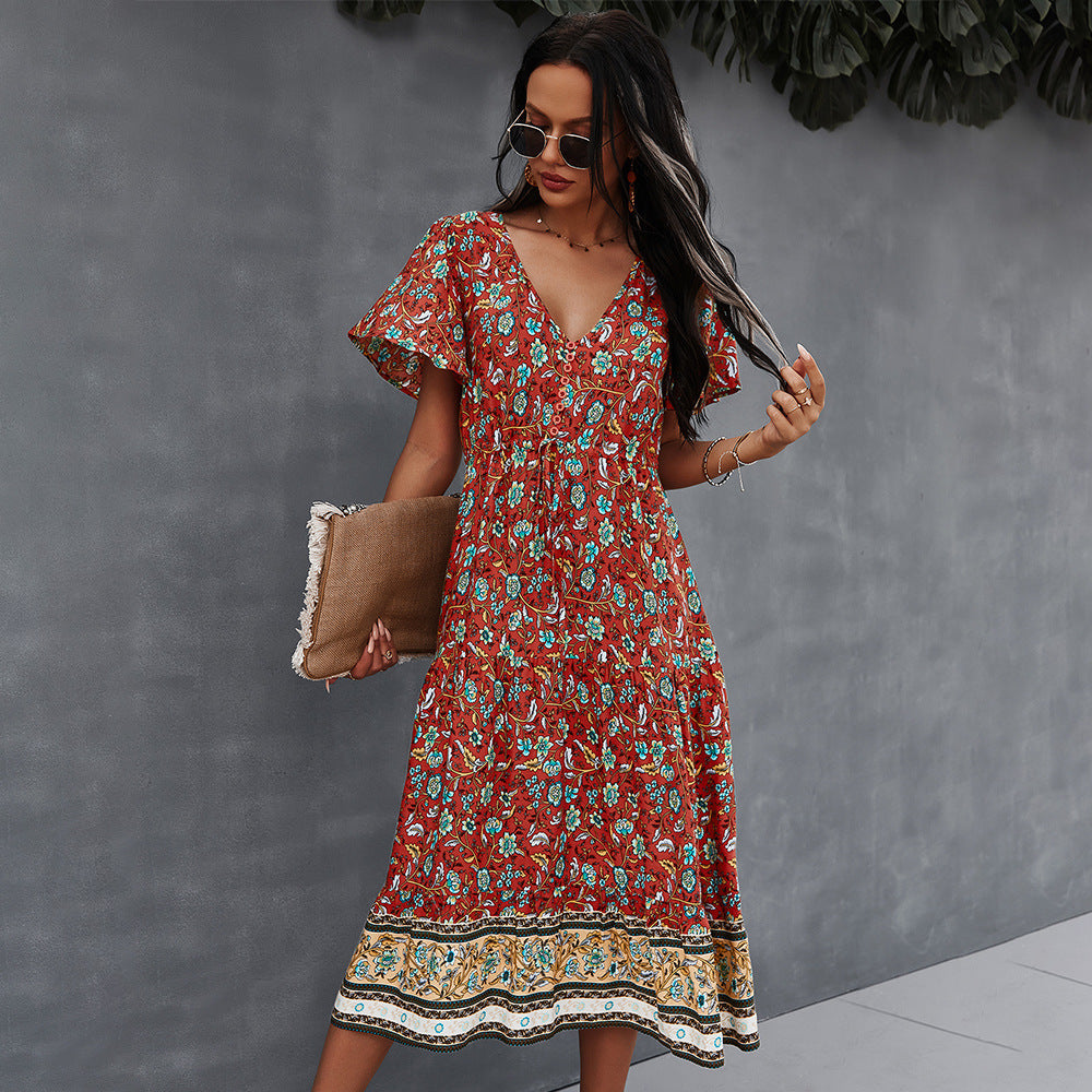 Vestido floral bohemio vibrante de Isabella Sol