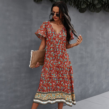 Vestido floral bohemio vibrante de Isabella Sol