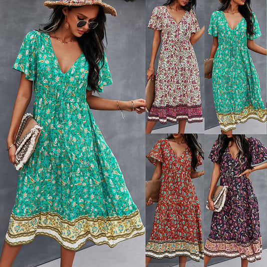 Vibrant Boho Floral Dress by Isabella Sol
