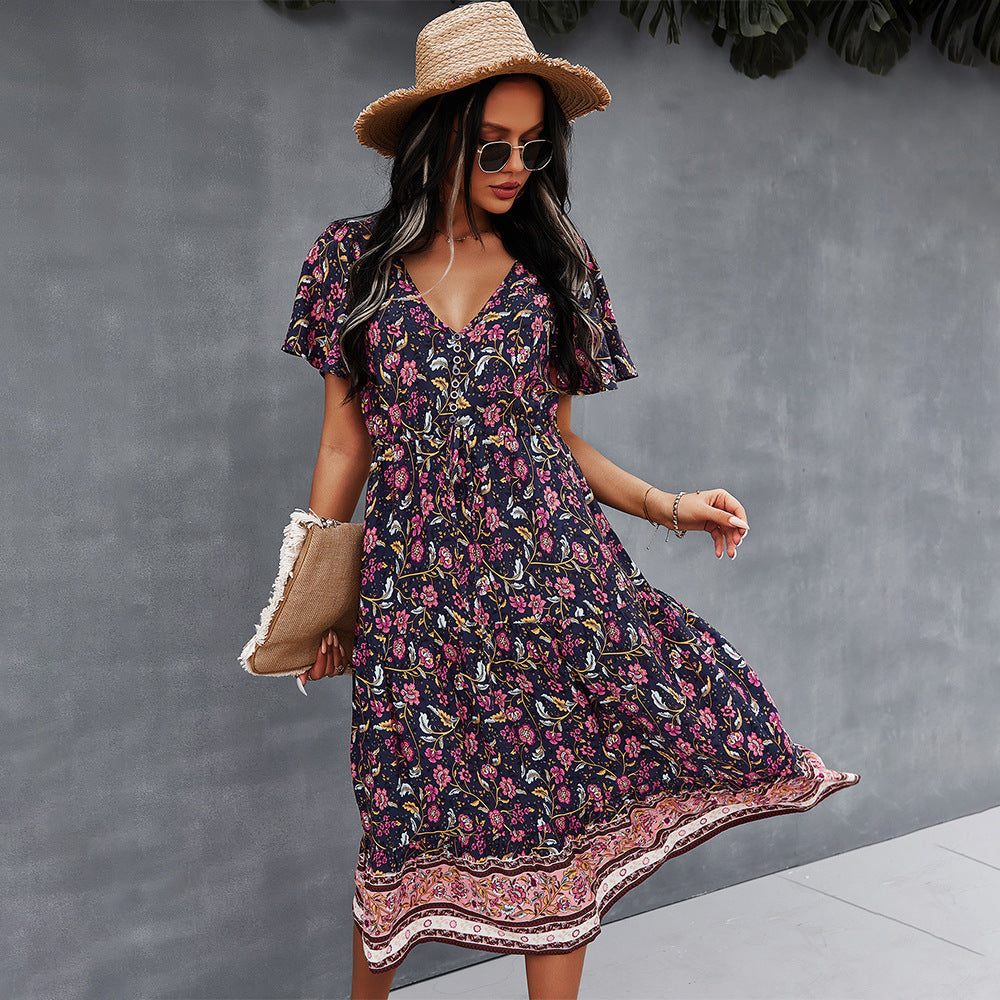 Vestido floral bohemio vibrante de Isabella Sol
