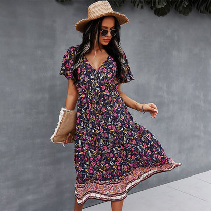 Vestido floral bohemio vibrante de Isabella Sol