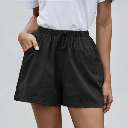 Pantalones cortos de lino de pierna ancha Isabella Sol para mujer, estilo casual.
