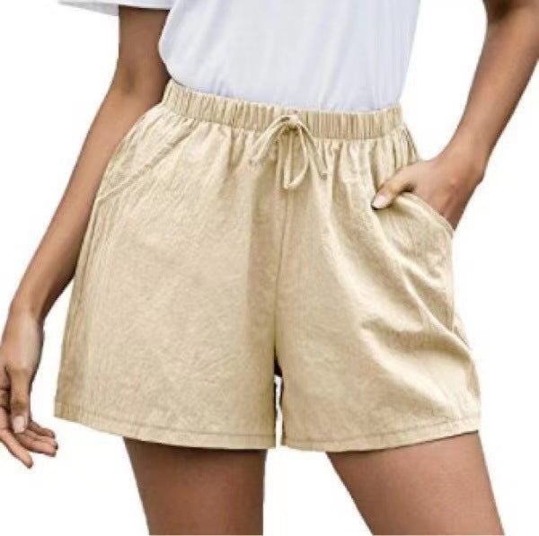 Pantalones cortos de lino de pierna ancha Isabella Sol para mujer, estilo casual.