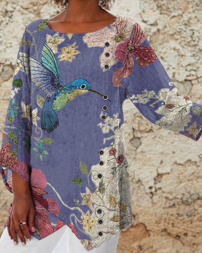 Floral Print Irregular Top by Isabella Sol