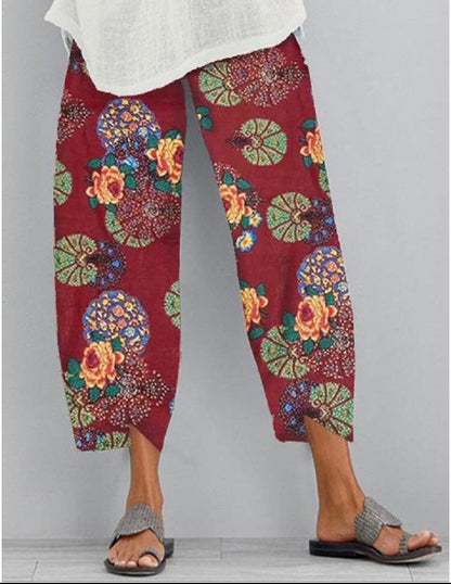 Pantalones con estampado bohemio y cintura elástica de Isabella Sol.