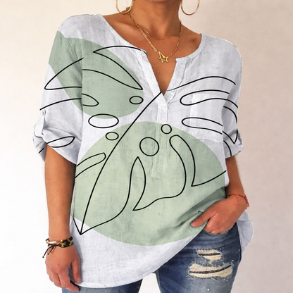 Blusa de algodón estampada con escote en V de Isabella Sol.