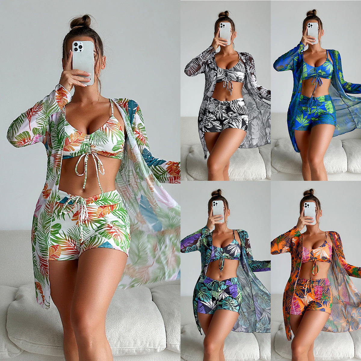 Vibrant Print Isabella Sol Three-Piece Bikini Set