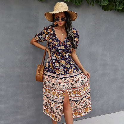 Vestido bohemio estampado floral estilo Isabella Sol para verano
