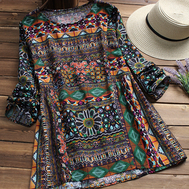 Boho Print Cotton Blouse Isabella Sol